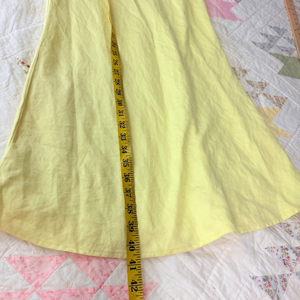 Anthropologie Yellow Linen Blend Maxi Skirt Small Elastic Waist Column Skirt - Picture 9 of 9